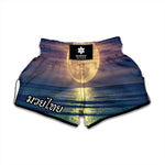 Moon Beach Print Muay Thai Boxing Shorts