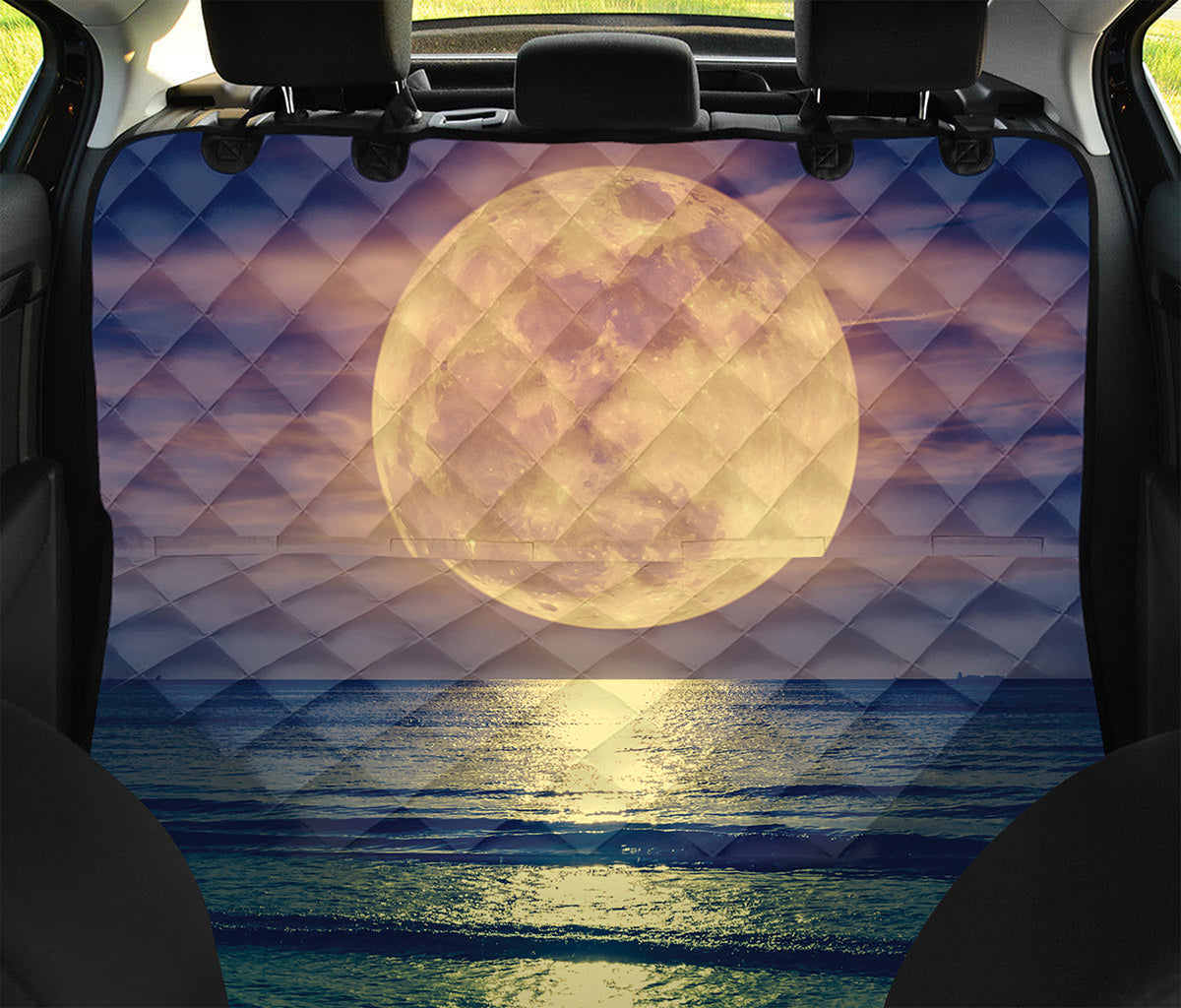 Moon Beach Print Pet Car Back Seat Cover