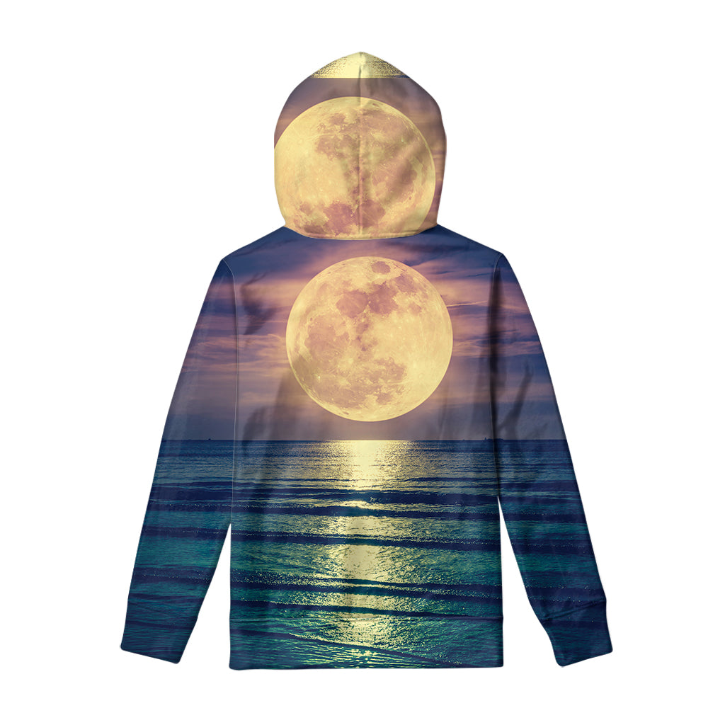 Moon Beach Print Pullover Hoodie