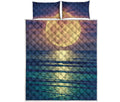 Moon Beach Print Quilt Bed Set