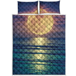 Moon Beach Print Quilt Bed Set