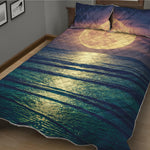 Moon Beach Print Quilt Bed Set