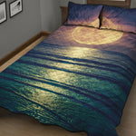Moon Beach Print Quilt Bed Set