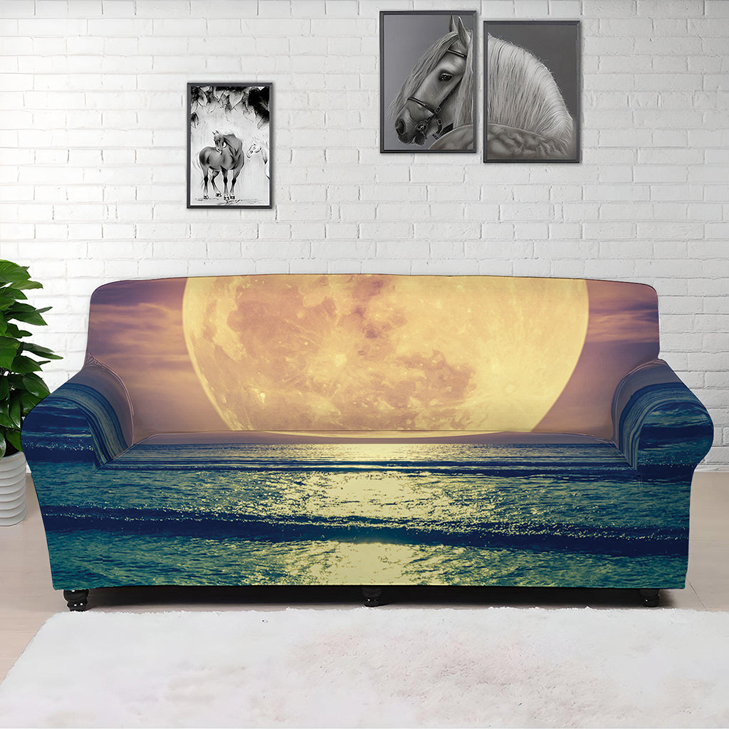 Moon Beach Print Sofa Cover