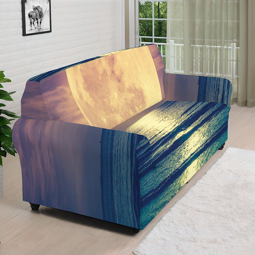 Moon Beach Print Sofa Cover