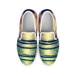 Moon Beach Print White Slip On Shoes