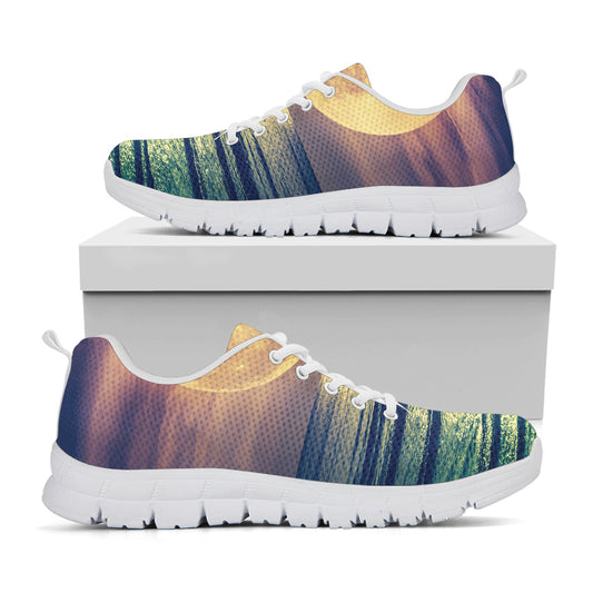 Moon Beach Print White Sneakers