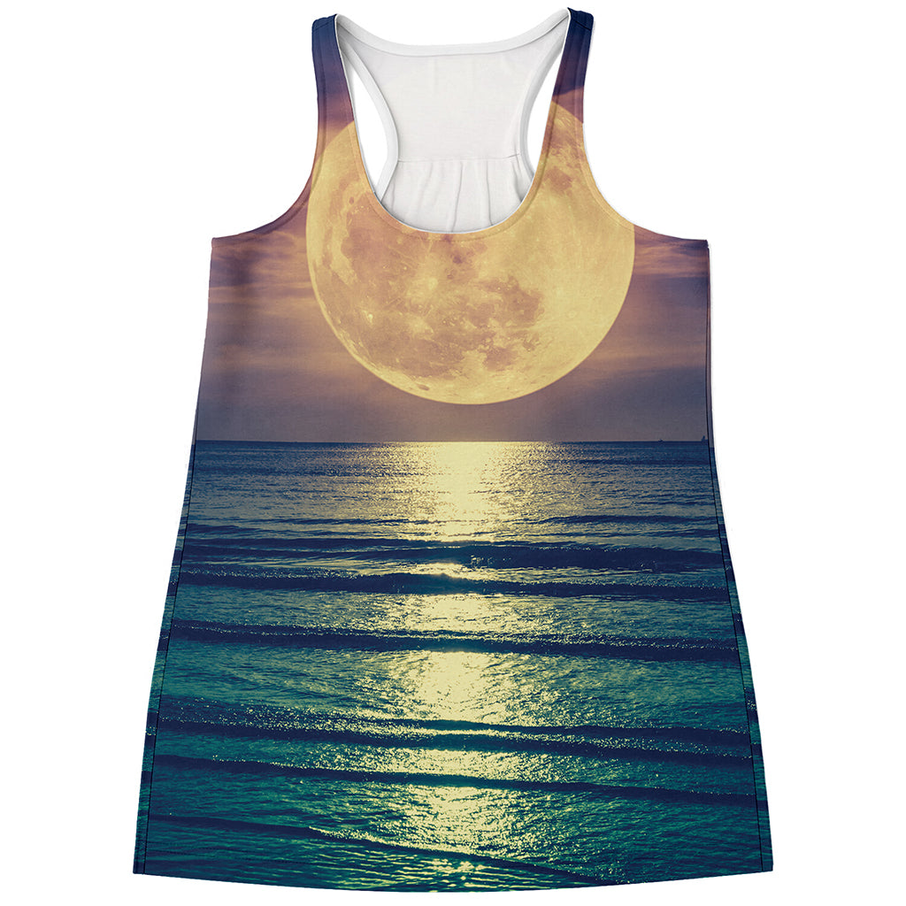 Moon Beach Print Women's Racerback Tank Top