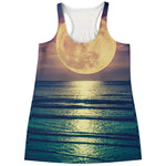 Moon Beach Print Women's Racerback Tank Top