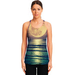 Moon Beach Print Women's Racerback Tank Top