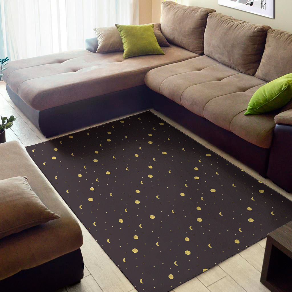 Moon Phase And Stars Pattern Print Area Rug