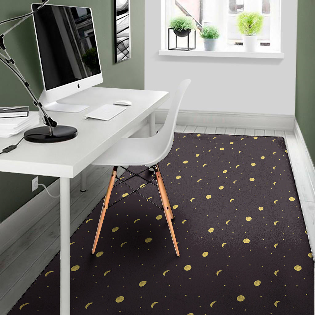 Moon Phase And Stars Pattern Print Area Rug