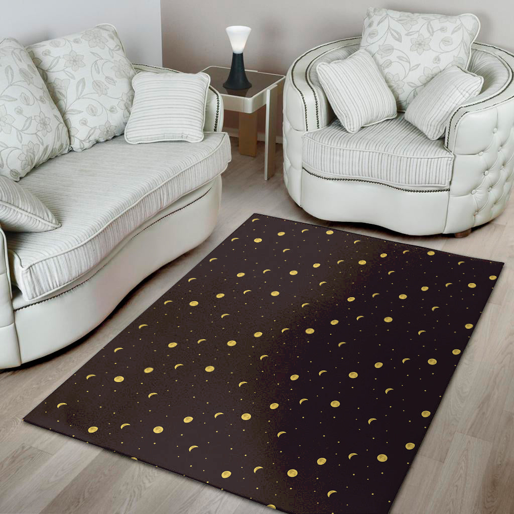 Moon Phase And Stars Pattern Print Area Rug