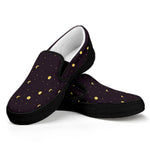 Moon Phase And Stars Pattern Print Black Slip On Shoes