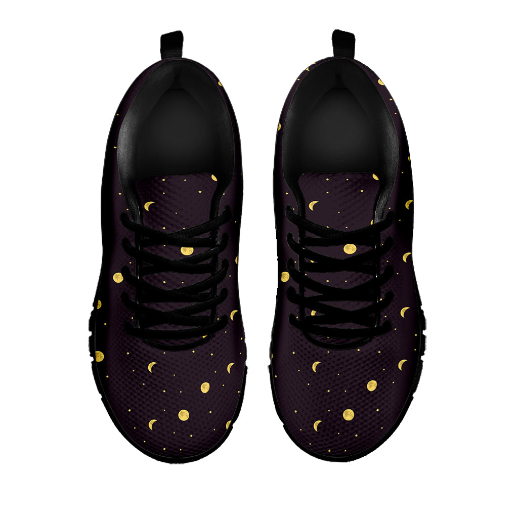 Moon Phase And Stars Pattern Print Black Sneakers