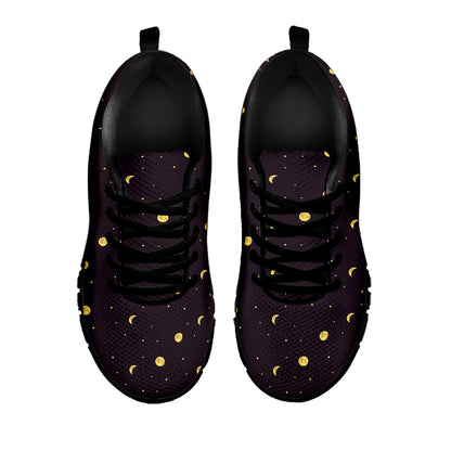 Moon Phase And Stars Pattern Print Black Sneakers