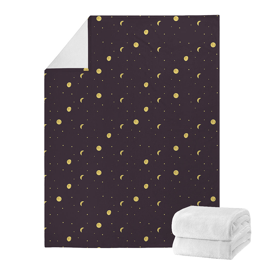 Moon Phase And Stars Pattern Print Blanket