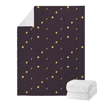 Moon Phase And Stars Pattern Print Blanket