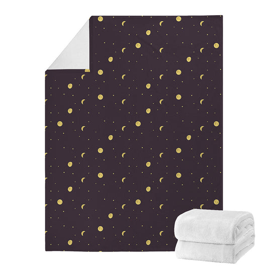 Moon Phase And Stars Pattern Print Blanket