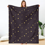 Moon Phase And Stars Pattern Print Blanket