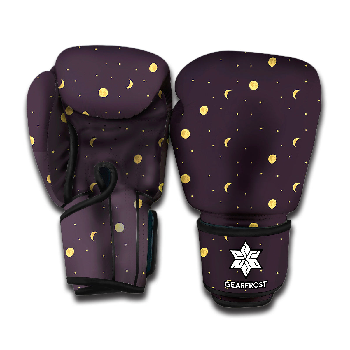 Moon Phase And Stars Pattern Print Boxing Gloves