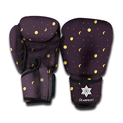 Moon Phase And Stars Pattern Print Boxing Gloves