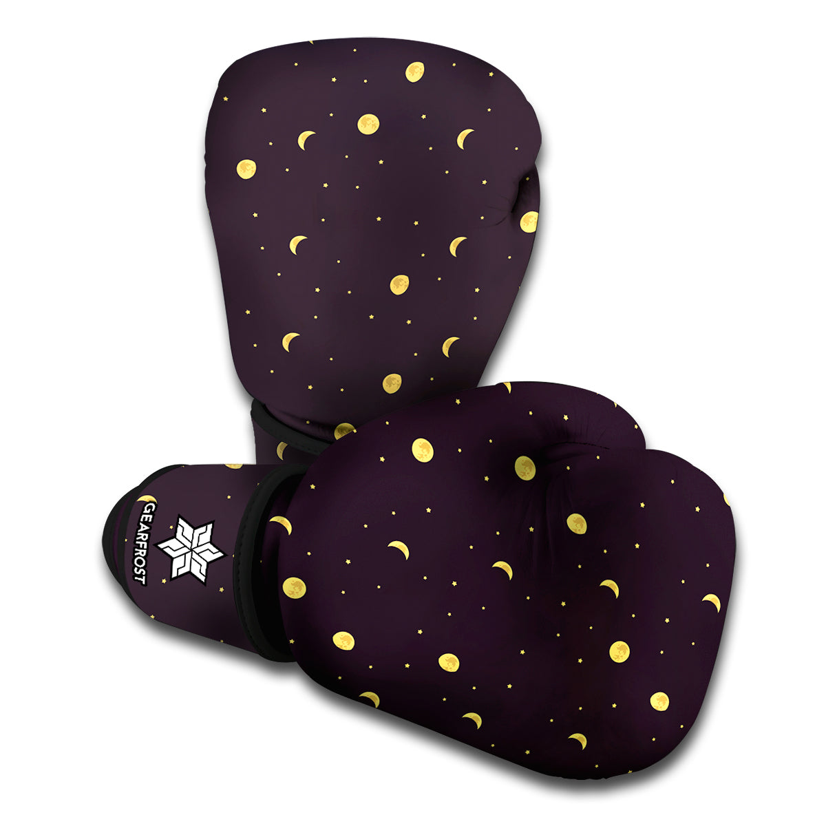 Moon Phase And Stars Pattern Print Boxing Gloves