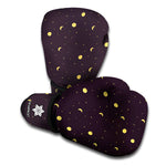 Moon Phase And Stars Pattern Print Boxing Gloves