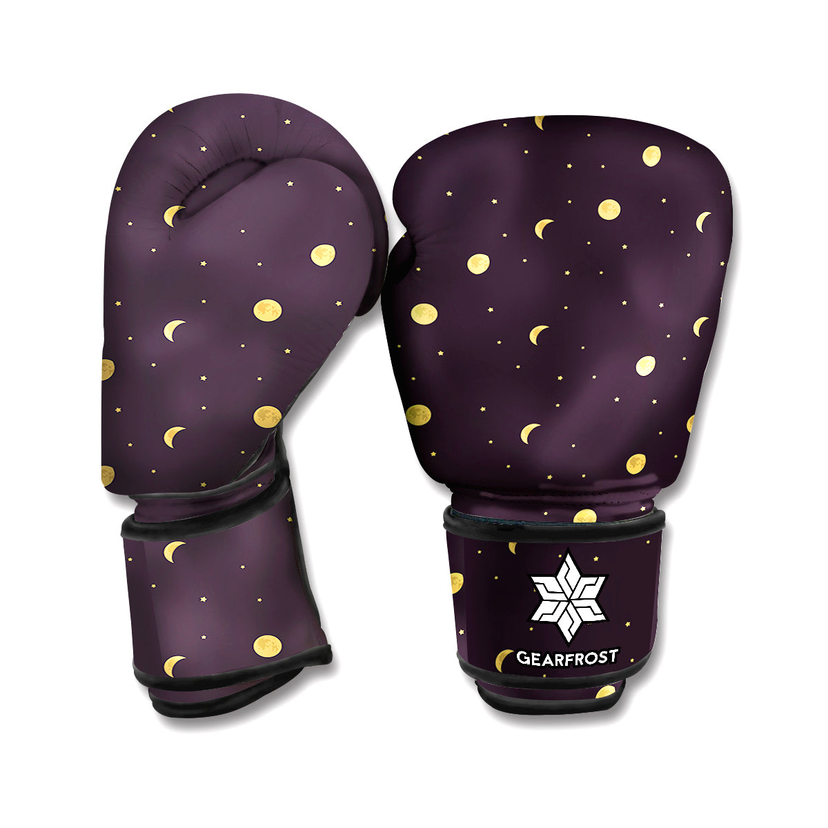 Moon Phase And Stars Pattern Print Boxing Gloves