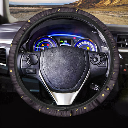 Moon Phase And Stars Pattern Print Car Steering Wheel Cover