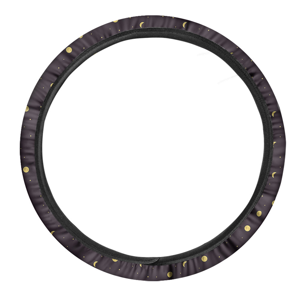 Moon Phase And Stars Pattern Print Car Steering Wheel Cover