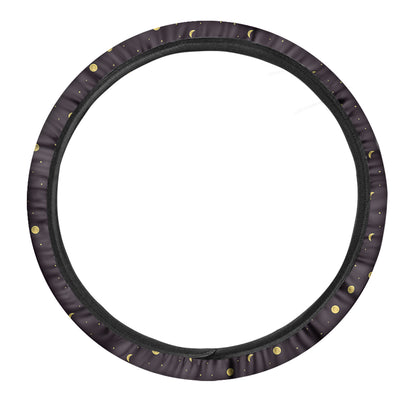 Moon Phase And Stars Pattern Print Car Steering Wheel Cover