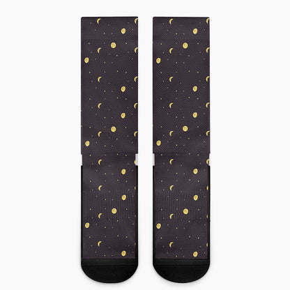 Moon Phase And Stars Pattern Print Crew Socks
