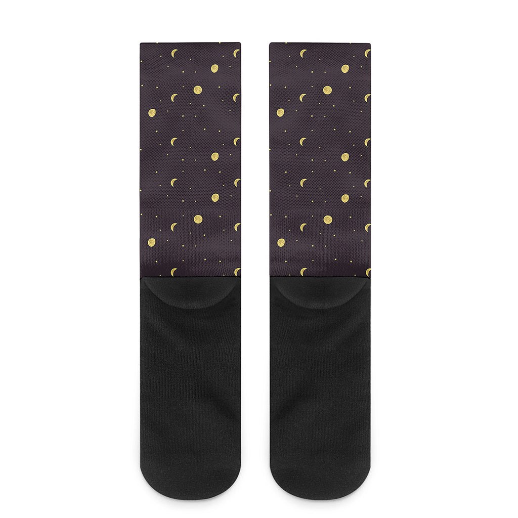 Moon Phase And Stars Pattern Print Crew Socks
