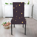 Moon Phase And Stars Pattern Print Dining Chair Slipcover