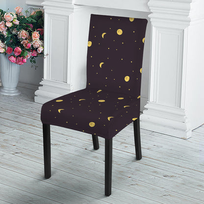 Moon Phase And Stars Pattern Print Dining Chair Slipcover