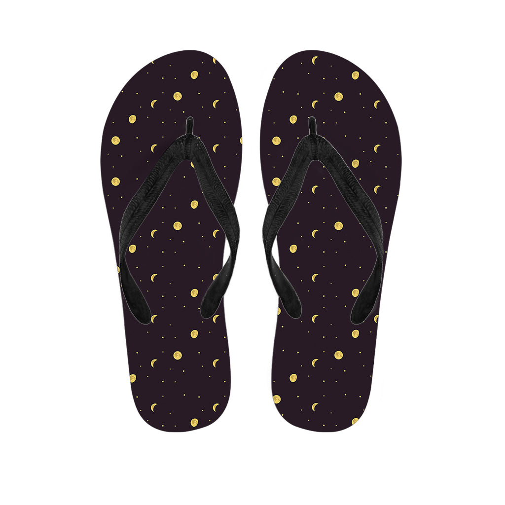 Moon Phase And Stars Pattern Print Flip Flops