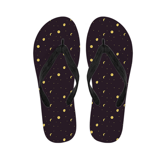 Moon Phase And Stars Pattern Print Flip Flops