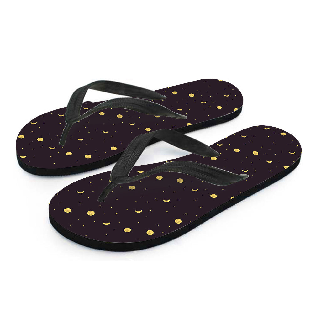 Moon Phase And Stars Pattern Print Flip Flops