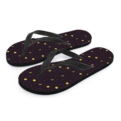 Moon Phase And Stars Pattern Print Flip Flops