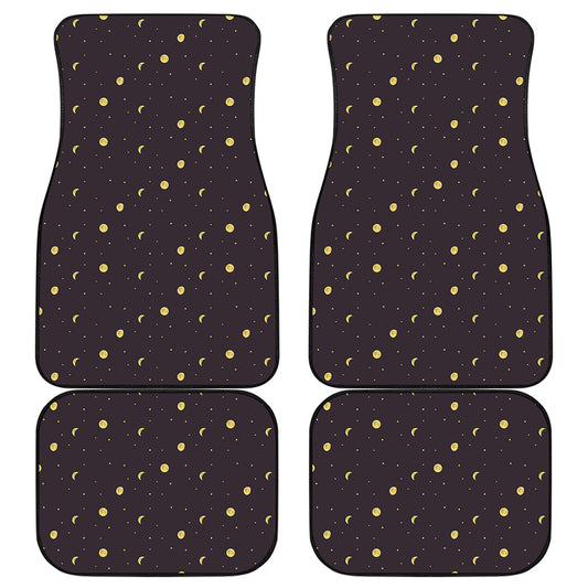 Moon Phase And Stars Pattern Print Front and Back Car Floor Mats