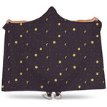Moon Phase And Stars Pattern Print Hooded Blanket