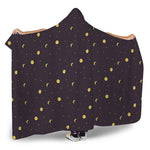 Moon Phase And Stars Pattern Print Hooded Blanket