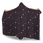 Moon Phase And Stars Pattern Print Hooded Blanket