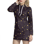 Moon Phase And Stars Pattern Print Hoodie Dress