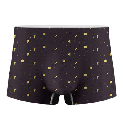 Moon Phase And Stars Pattern Print Men's Boxer Briefs