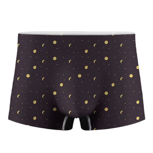 Moon Phase And Stars Pattern Print Men's Boxer Briefs