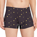 Moon Phase And Stars Pattern Print Men's Boxer Briefs