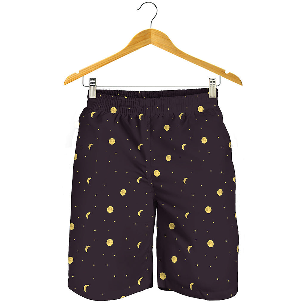 Moon Phase And Stars Pattern Print Men's Shorts