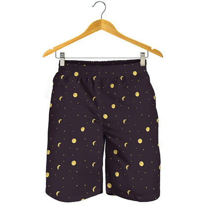 Moon Phase And Stars Pattern Print Men's Shorts